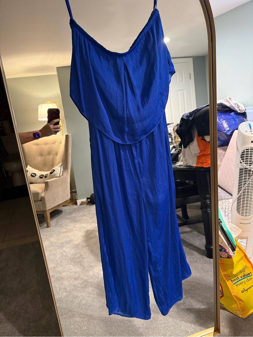 Naked Zebra Royal Blue Wide-Leg, Strapless Jumpsuit. NWT. Size: Large.